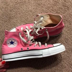 Pink high top converse women’s 8
